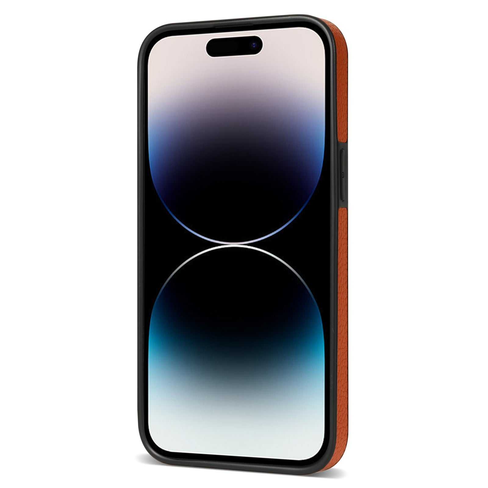 TPU+PU Leather Phone Case Card Holder for iPhone 15 Pro Shockproof Phone Cover with Ring Kickstand - Orange TPU+PU Leather Phone Case Card Holder for iPhone 15 Pro Shockproof Phone Cover with Ring Kickstand - Orange